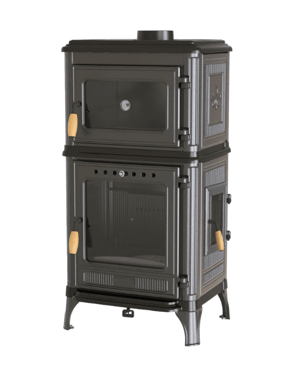 Hoşseven 8010 CK Panoramik Kuzineli Döküm Şömine Soba 7.1 kW Fırınlı Odun Sobası 2